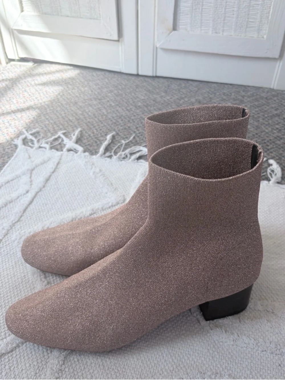 Loeffler Randall pink and silver sock booties size 11.5